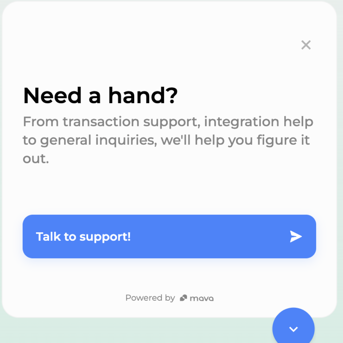 The support widget inside the Garden app